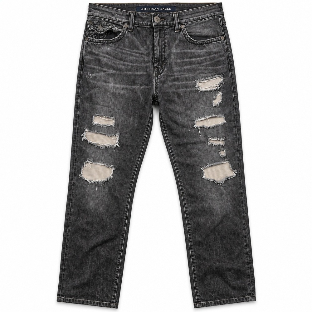 True Religion Ricky Super T Jeans Men's 42 Black Flap Distressed Y2K Relaxed